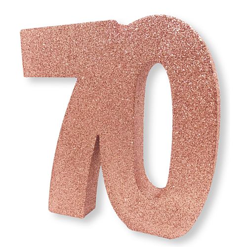 Rose Gold Glitter Number 70 Table Decoration - 20cm