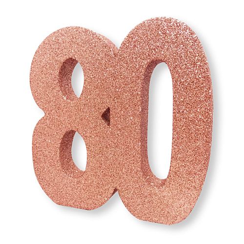 Rose Gold Glitter Number 80 Table Decoration - 20cm – Party Packs
