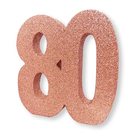 Rose Gold Glitter Number 80 Table Decoration - 20cm