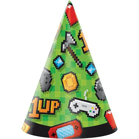 Gaming Party Cone Hats - Pack of 8