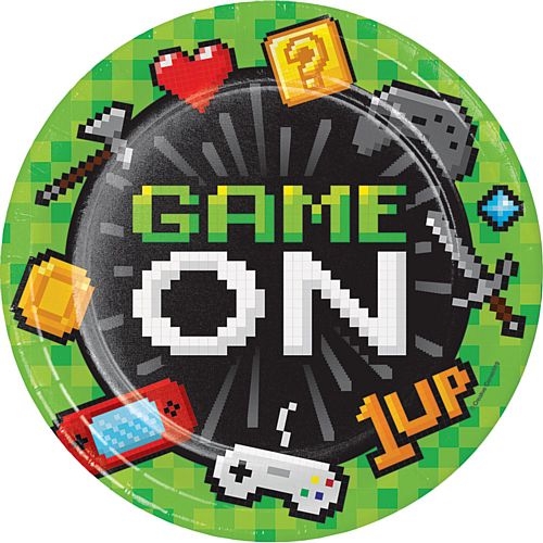 Gaming Party Dinner Plates - 23cm - Pack of 8