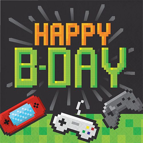 Gaming Party Happy Birthday Napkins - Pack of 16