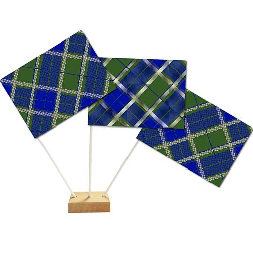 Tartan Blue Paper Table Flags - 15cm on 30cm Pole - Each