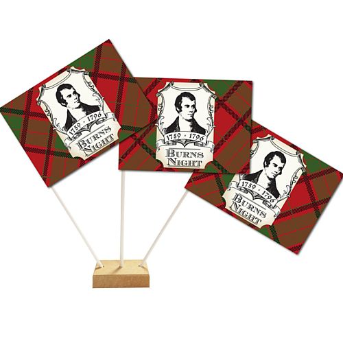 Burns Night Paper Table Flags - 15cm on 30cm Pole - Each
