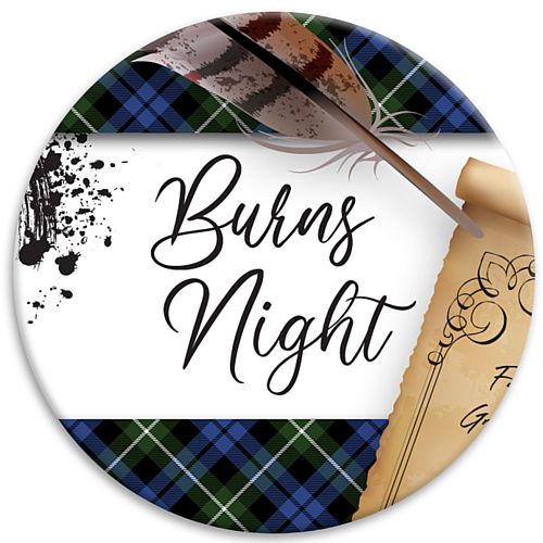 Burns Night Scroll Badge - 58mm - Each