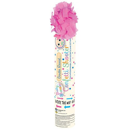 It's A Girl Gender Reveal Pink Paper Confetti Cannon - 20cm - Each