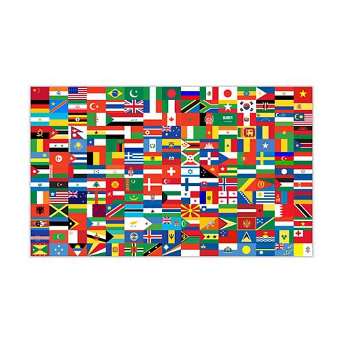 International Countries of the World Polyester Fabric Flag - 5ft x 3ft