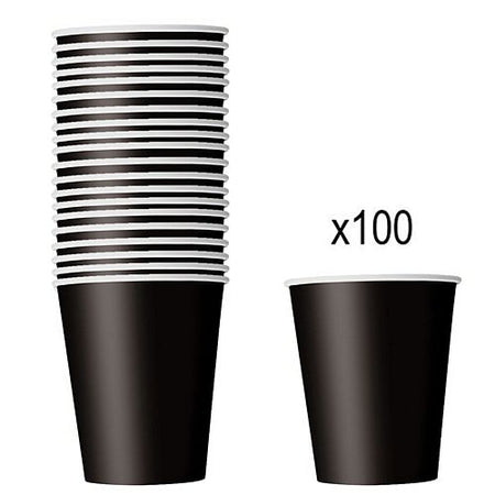 Black Paper Cups - 266ml - Pack of 100