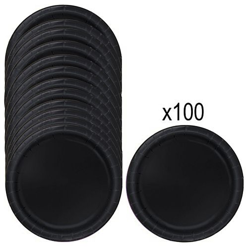 Black Paper Plates - 23cm - Pack of 100