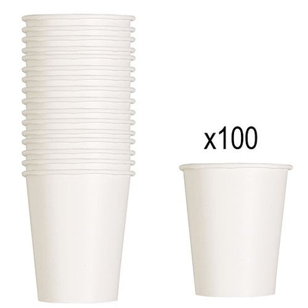 White Paper Cups - 266ml - Pack of 100