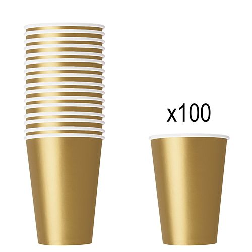 Gold Paper Cups - 266ml - Pack of 100