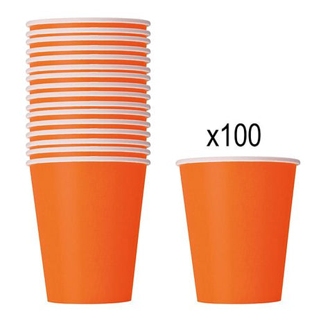 Orange Paper Cups - 266ml - Pack of 100
