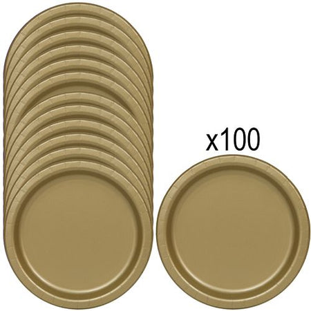 Gold Paper Plates 23cm Pack of 100 Party Packs
