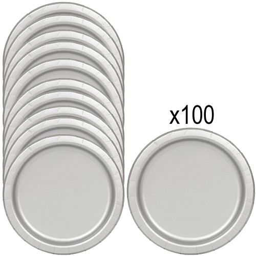 Silver Paper Plates - 23cm - Pack of 100