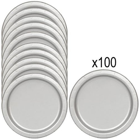 Silver Paper Plates - 23cm - Pack of 100