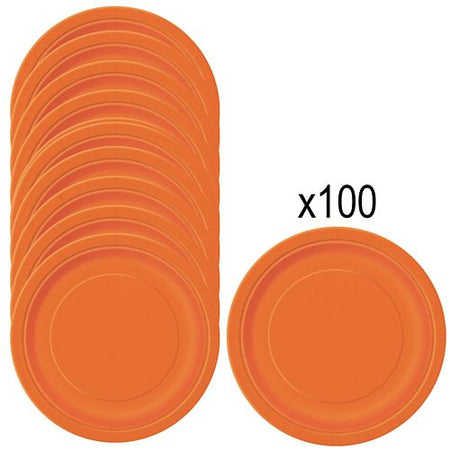 Orange Paper Plates - 23cm - Pack of 100