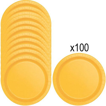 Yellow Paper Plates - 23cm - Pack of 100