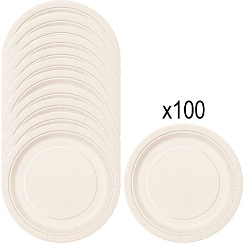Vanilla Cream (Ivory) Paper Plates - 23cm - Pack of 100