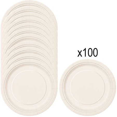 Vanilla Cream (Ivory) Paper Plates - 23cm - Pack of 100