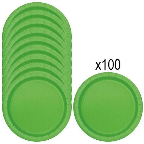 Lime Green Paper Plates - 23cm - Pack of 100