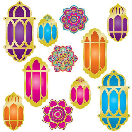 Foil Lantern and Mandala Cutouts - 38cm - Pack of 11