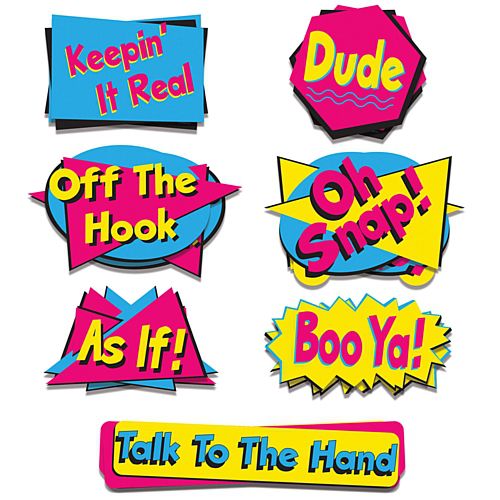 90's Phrase Cutouts - 50cm - Pack of 7