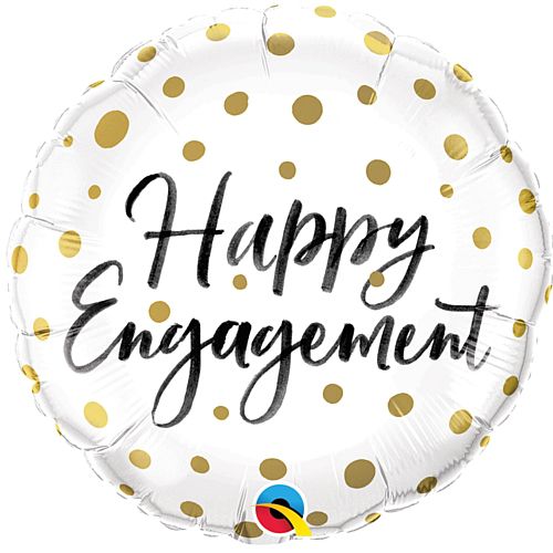 Happy Engagement Gold Dots Foil Balloon - 18"