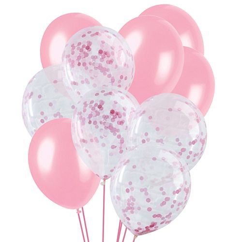 Pink Confetti Balloon Mix - Pack of 13