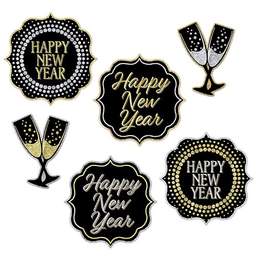 New Year Cutouts - 25cm - Pack of 6