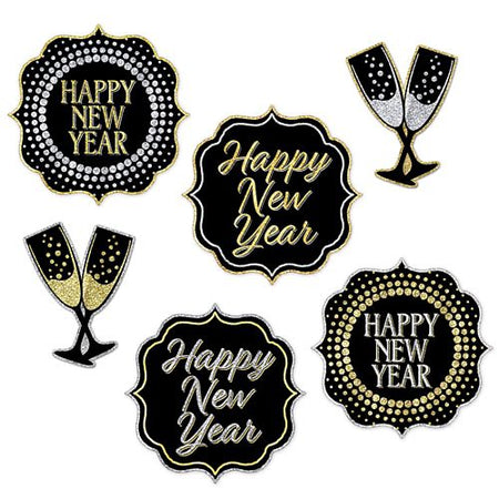 New Year Cutouts - 25cm - Pack of 6