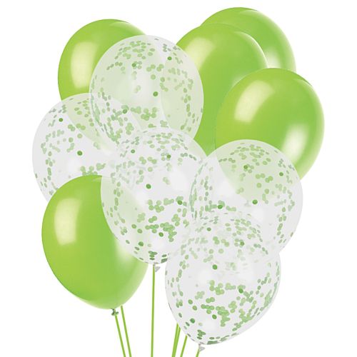 Green Confetti Balloon Mix - Pack of 16