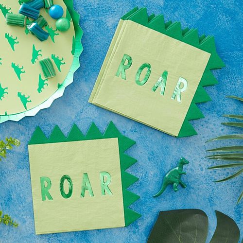 Roarsome Dinosaur Paper Party Napkins - 16cm - Pack of 16