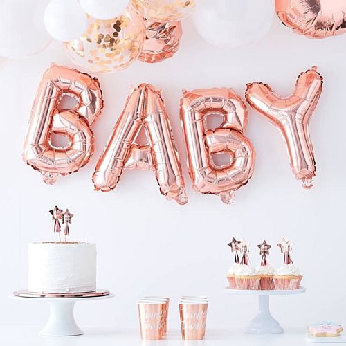 Rose Gold Baby Balloon Bunting Decoration - 16"