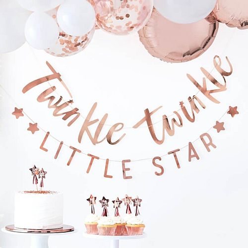 Rose Gold Twinkle Twinkle Bunting - Pack of 2 - 1.5m