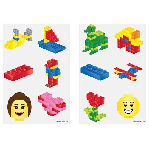 Building Blocks Mini Tattoos - Pack of 6