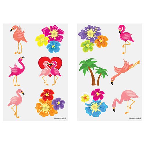 Mini Flamingo Tattoos - Assorted Designs - 4cm - Pack of 6