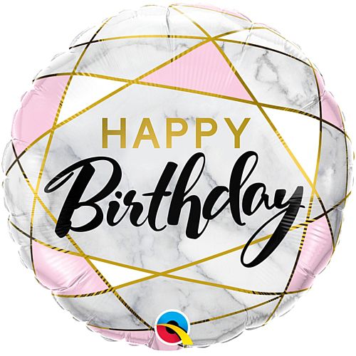 Birthday Marble Effect Foil Balloon - 18"