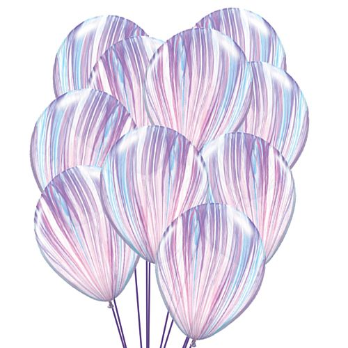 Pink and Purple Marble SuperAgate Latex Balloons - 11" - Pack of 10
