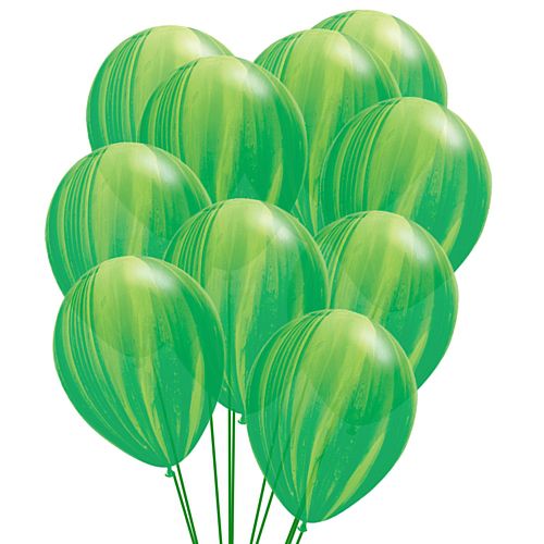 Green Marble SuperAgate Latex Balloons - 11" - Pack of 10