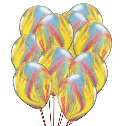 Multicolour Marble SuperAgate Latex Balloons - 11"- Pack of 10