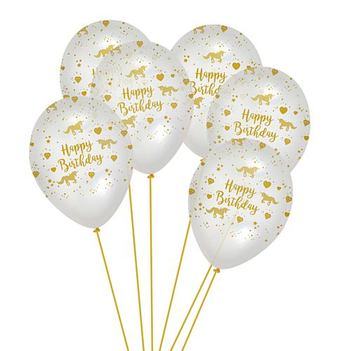 Clear Unicorn Latex Balloons - 12" - Pack of 6