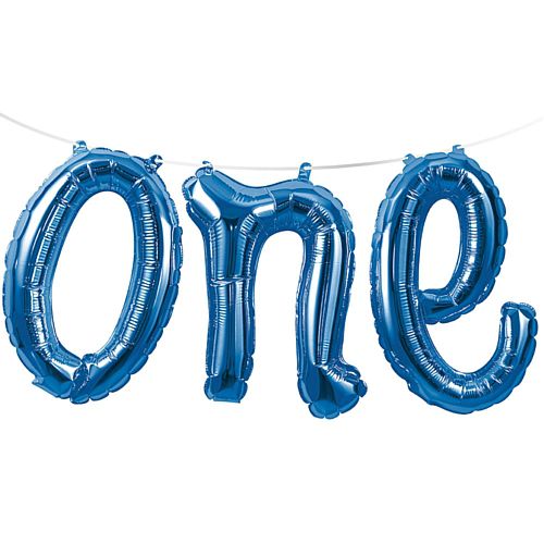 Blue 'one' Balloon Banner - 1.5m