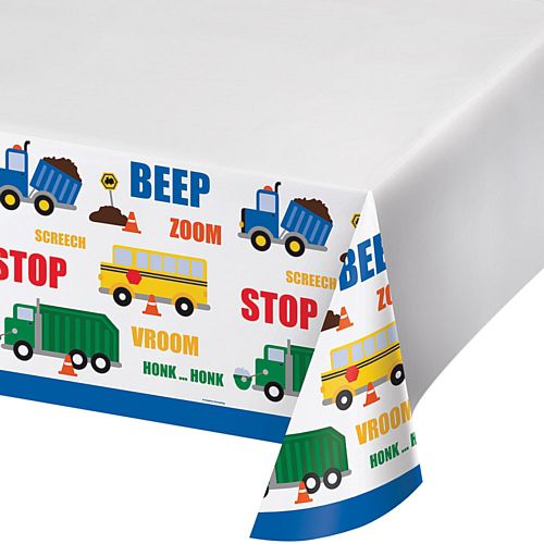 Cars and Trucks Plastic Tablecover - 137 x 259cm