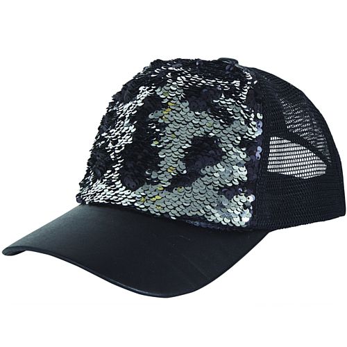 Black and Silver Sequin Cap