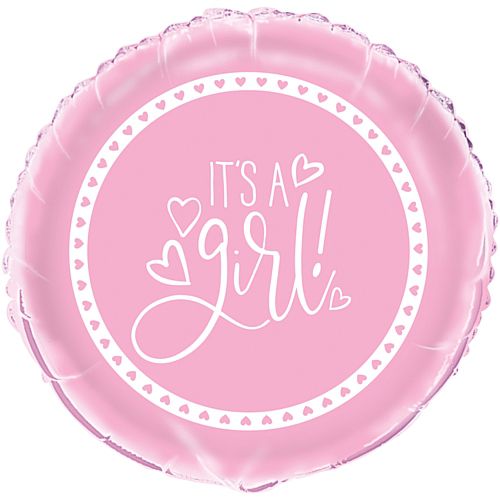 Pink Hearts Baby Shower Foil Balloons - 18"