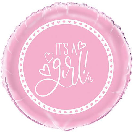 Pink Hearts Baby Shower Foil Balloons - 18