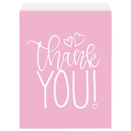 Pink Hearts Paper Goodie Bags - Pack of 8