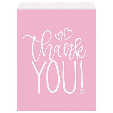 Pink Hearts Paper Goodie Bags - Pack of 8