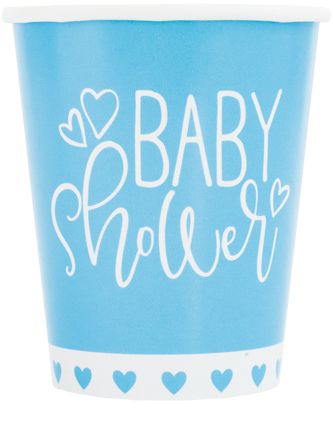 Blue Hearts Baby Shower Paper Cups - Pack of 8