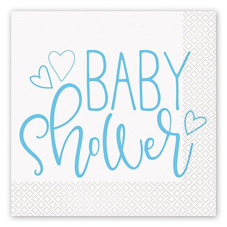 Blue Hearts Baby Shower Napkins - Pack of 16